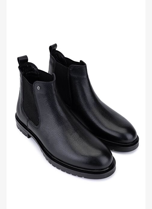 Tamer Tanca Erkek Hakiki Deri Siyah Floter Casual Bot - Görsel 3