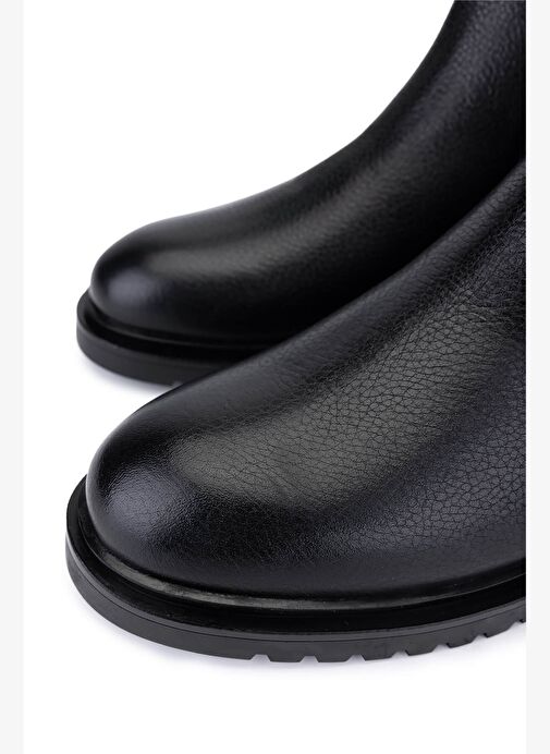 Tamer Tanca Erkek Hakiki Deri Siyah Floter Casual Bot - Görsel 4