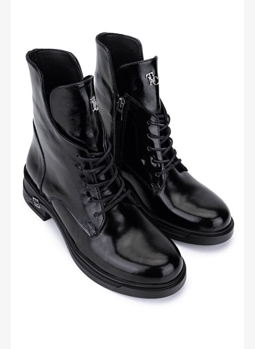 Tamer Tanca Kadın Siyah Rugan Casual Bot - Görsel 3