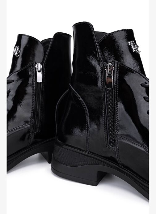 Tamer Tanca Kadın Siyah Rugan Casual Bot - Görsel 6