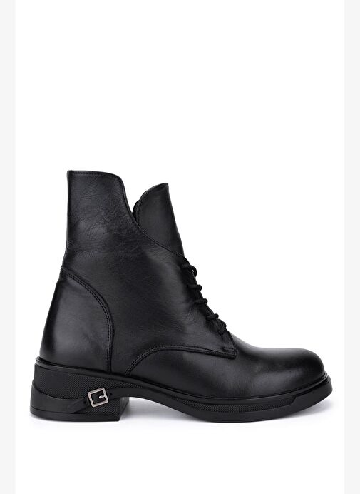 Tamer Tanca Kadın Siyah Deri Casual Bot - Görsel 2