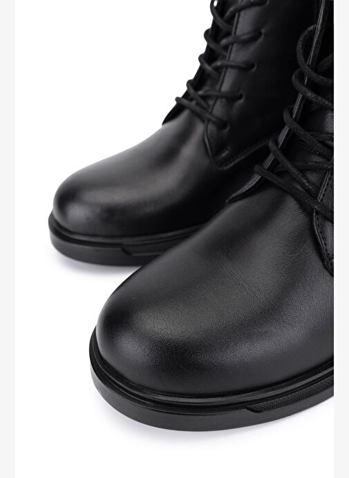 Tamer Tanca Kadın Siyah Deri Casual Bot - Görsel 5