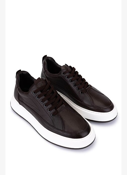 Tamer Tanca Erkek Hakiki Deri Kahverengi Sneakers & Spor Ayakkabı - Görsel 3