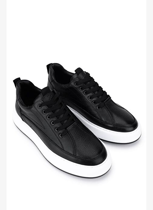 Tamer Tanca Erkek Hakiki Deri Siyah Sneakers & Spor Ayakkabı - Görsel 3