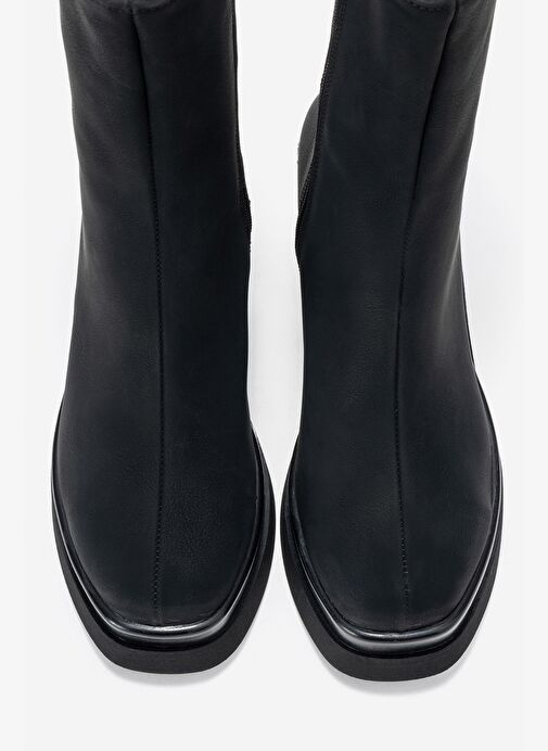 VALEN Siyah Nubuk Kadın Platform Topuklu Bot - Görsel 3