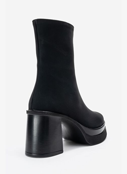VALEN Siyah Nubuk Kadın Platform Topuklu Bot - Görsel 6