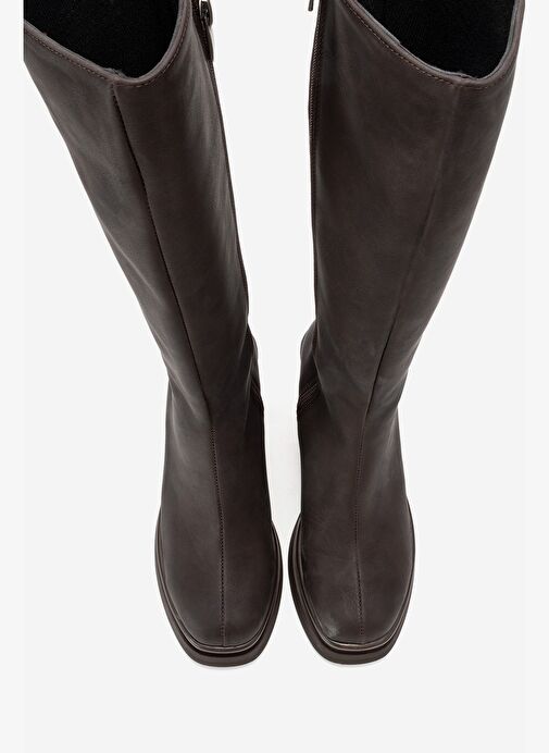 CARM Kahverengi Nubuk Platform Topuklu Kadın Çizme - Görsel 3