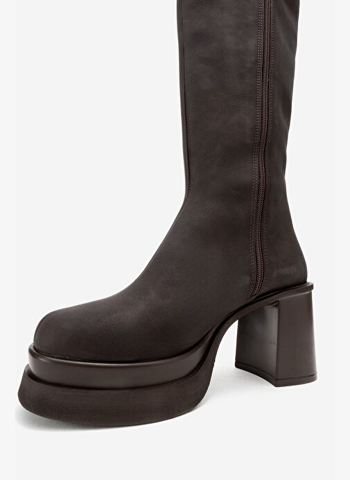 CARM Kahverengi Nubuk Platform Topuklu Kadın Çizme - Görsel 5