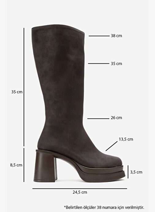 CARM Kahverengi Nubuk Platform Topuklu Kadın Çizme - Görsel 7