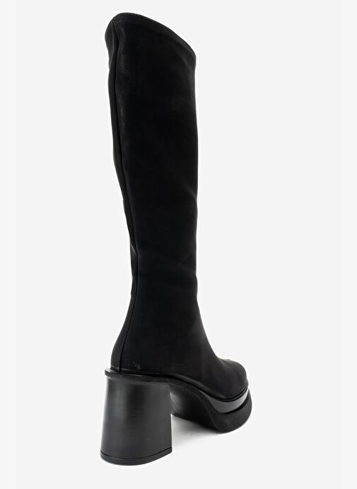 CARM Siyah Nubuk Platform Topuklu Kadın Çizme - Görsel 6