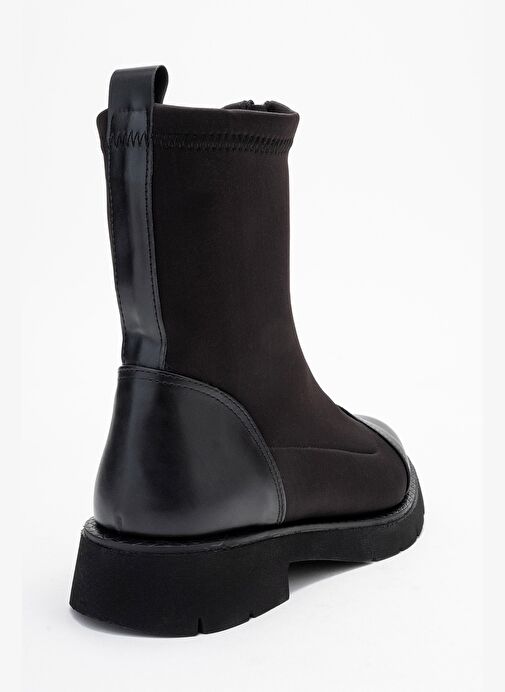 MARTOS Siyah Cilt Streç Önden Fermuarlı Kadın Bot - Görsel 6