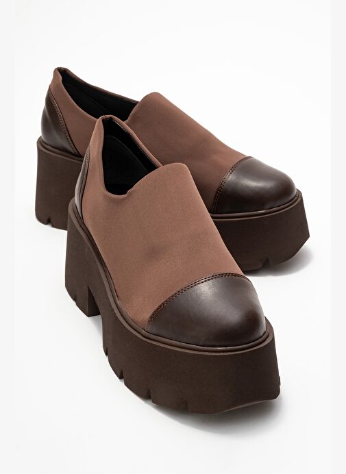 GRENA Kahverengi Cilt Scuba Kadın Kalın Tabanlı Günlük Ayakkabı - Görsel 2