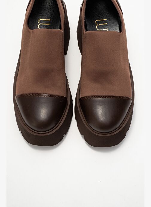 GRENA Kahverengi Cilt Scuba Kadın Kalın Tabanlı Günlük Ayakkabı - Görsel 3