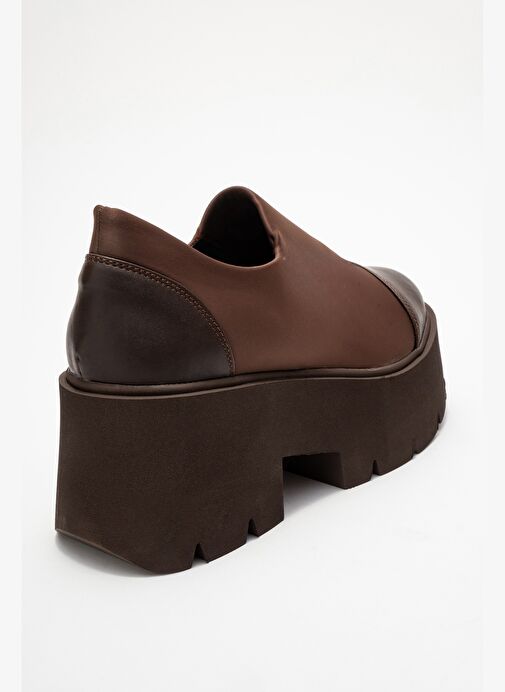 GRENA Kahverengi Cilt Scuba Kadın Kalın Tabanlı Günlük Ayakkabı - Görsel 6