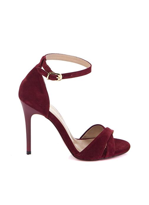 Bordo Süet Kadın Topuklu Ayakkabı 7749113702 - Görsel 4