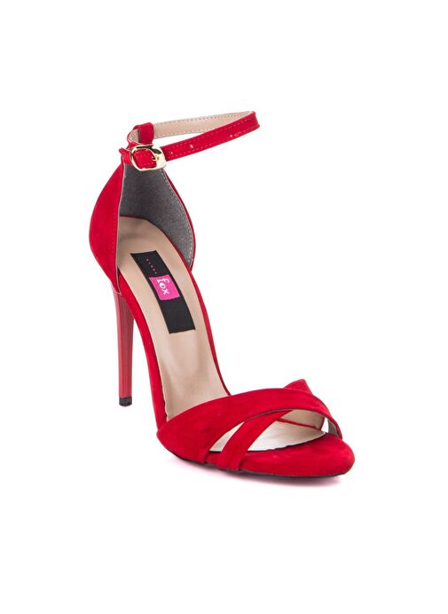 Kırmızı Süet Kadın Topuklu Ayakkabı 7749113702 - Görsel 5