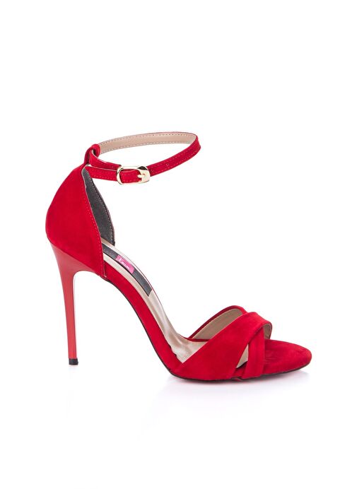 Kırmızı Süet Kadın Topuklu Ayakkabı 7749113702 - Görsel 6