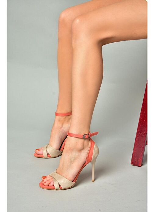 Ten/Turuncu Kadın Topuklu Ayakkabı B922113802 - Görsel 6