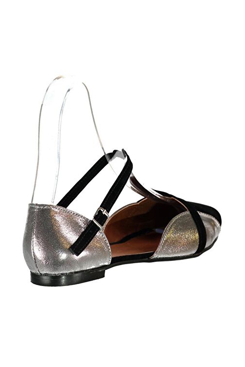 Fox Shoes Siyah-Platin Kadın Babet 277 - Görsel 4