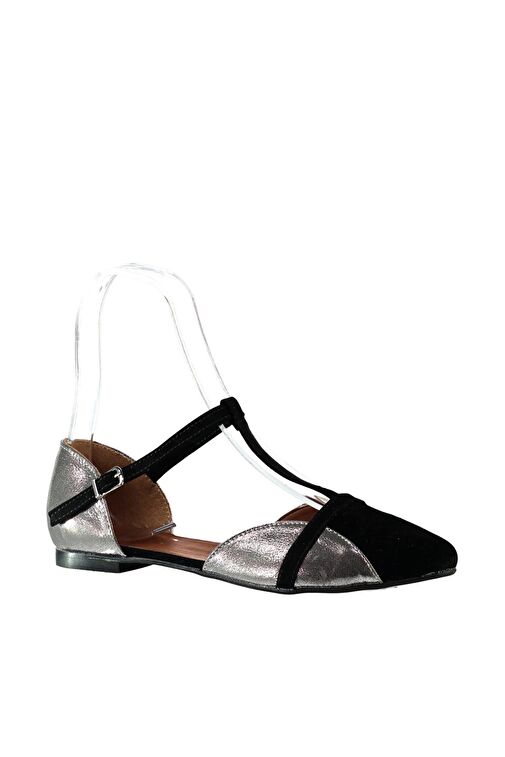 Fox Shoes Siyah-Platin Kadın Babet 277 - Görsel 5