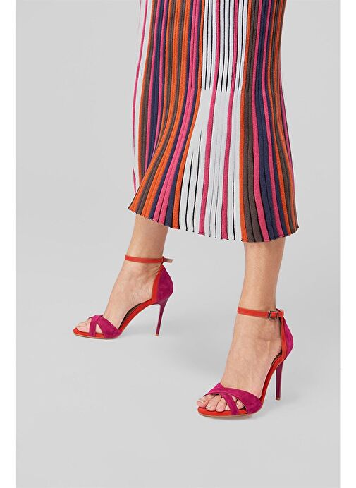 Fuşya/Turuncu Kadın Topuklu Ayakkabı B922113802 - Görsel 4