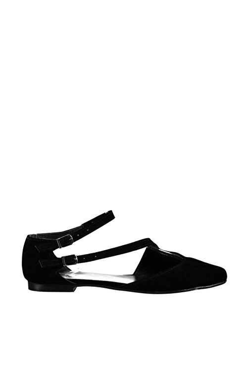 Fox Shoes Siyah Kadın Süet Babet 1429 - Görsel 4