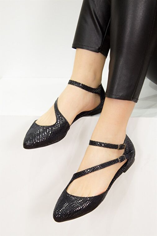 Fox Shoes Siyah Kadın Babet D726016907 - Görsel 2