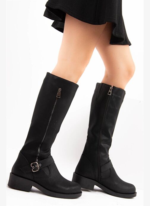Siyah Kadın Çizme E674270509 - Görsel 2