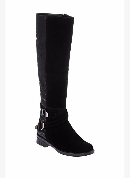 Siyah Yılan Süet Kadın Çizme E726203402 - Görsel 3