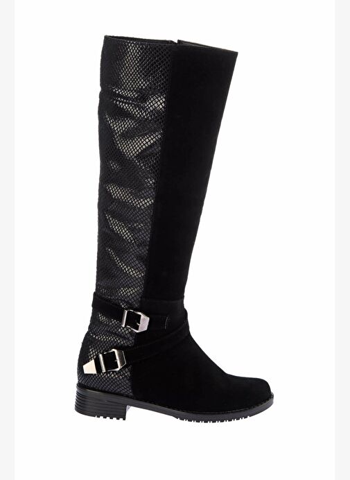 Siyah Yılan Süet Kadın Çizme E726203402 - Görsel 4