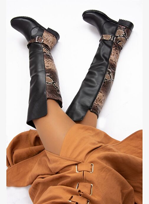 Siyah Vizon Yılan Kadın Çizme E726561809 - Görsel 6