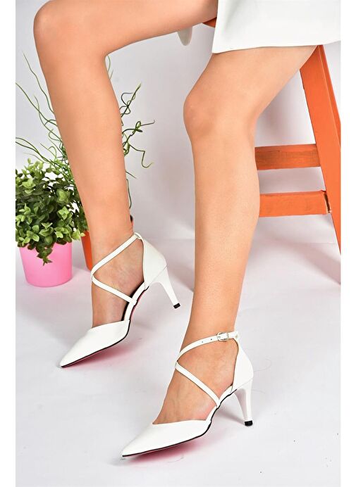 Beyaz Kadın Topuklu Ayakkabı D654054809 - Görsel 4