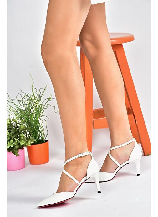 Beyaz Kadın Topuklu Ayakkabı D654054809 - Görsel 5