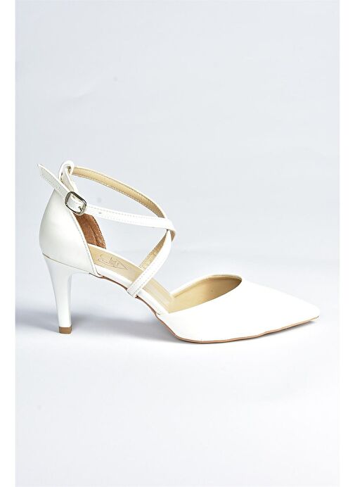 Beyaz Kadın Topuklu Ayakkabı D654054809 - Görsel 7