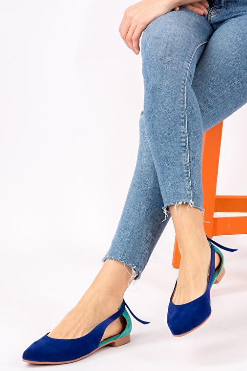 Fox Shoes Mavi-Su Yeşili Kadın Babet 4756 - Görsel 2