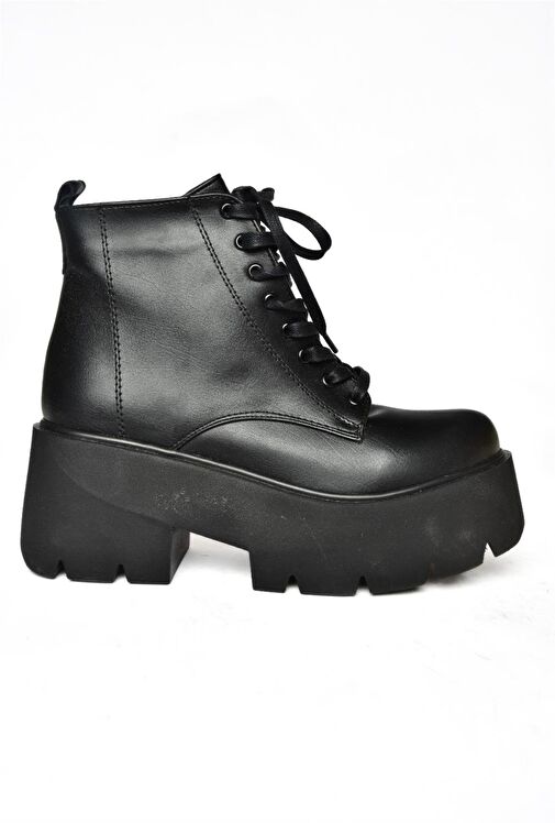 Siyah Suni Deri Kadın Bot J820060009 - Görsel 5