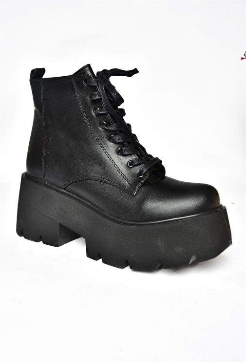 Siyah Suni Deri Kadın Bot J820060009 - Görsel 6