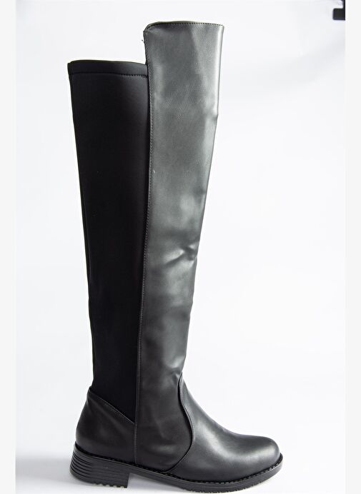 Siyah Suni Deri Kadın Çizme J726533209 - Görsel 5