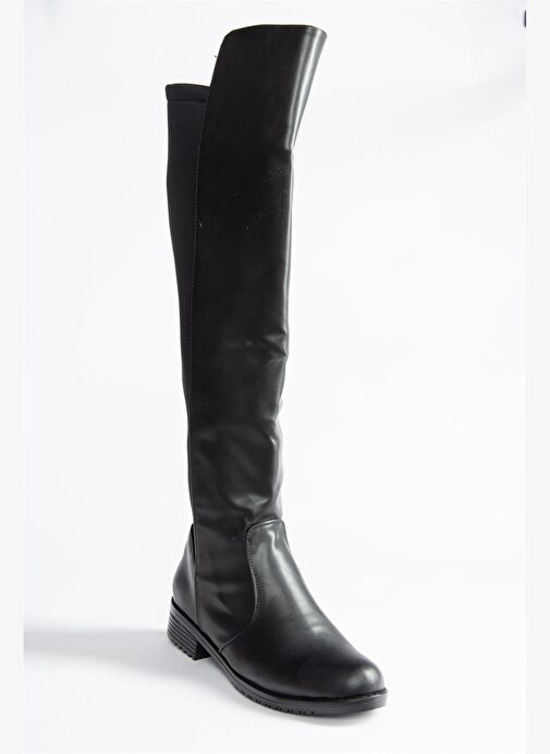 Siyah Suni Deri Kadın Çizme J726533209 - Görsel 6