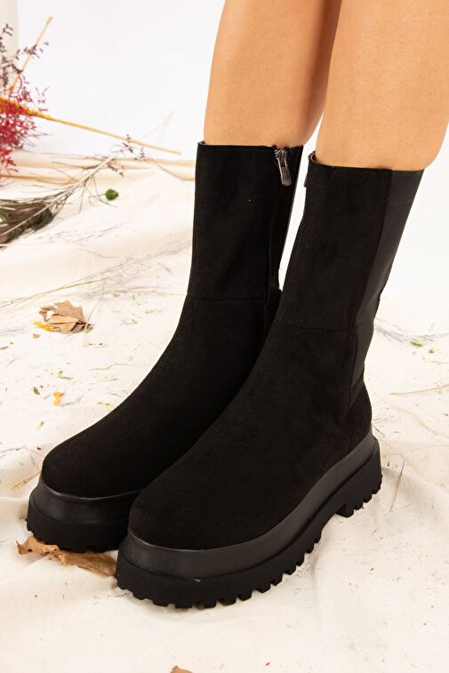 Siyah Süet Kadın Bot J267063102 - Görsel 4