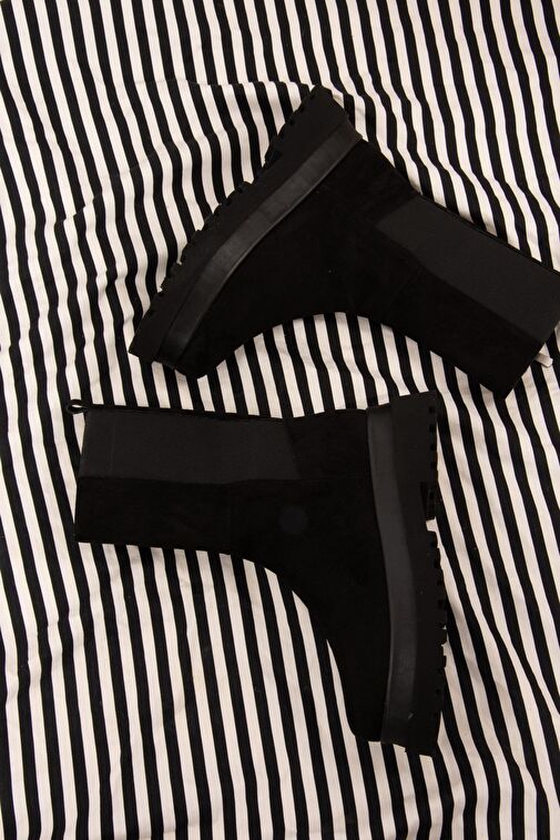 Siyah Süet Kadın Bot J267063102 - Görsel 5