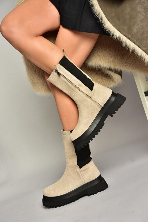 Bej Süet Kadın Bot J267063102 - Görsel 3