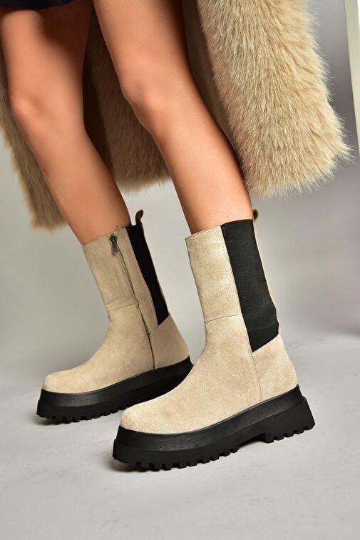 Bej Süet Kadın Bot J267063102 - Görsel 2