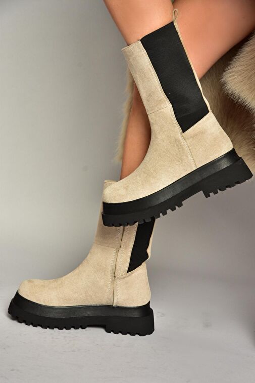 Bej Süet Kadın Bot J267063102 - Görsel 4