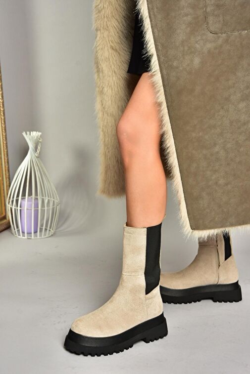 Bej Süet Kadın Bot J267063102 - Görsel 6