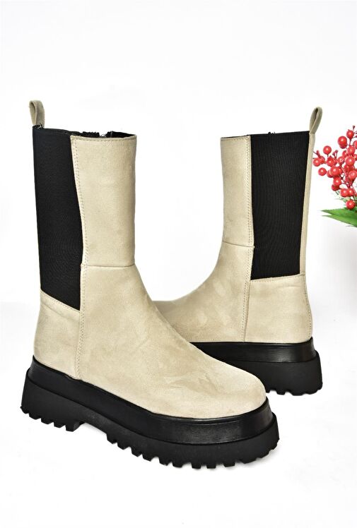 Bej Süet Kadın Bot J267063102 - Görsel 7