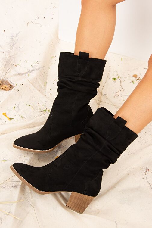 Siyah Süet Kadın Bot J404040002 - Görsel 3