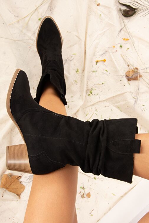 Siyah Süet Kadın Bot J404040002 - Görsel 4