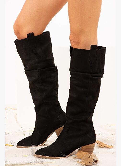 Siyah Süet Kadın Çizme J404040102 - Görsel 2