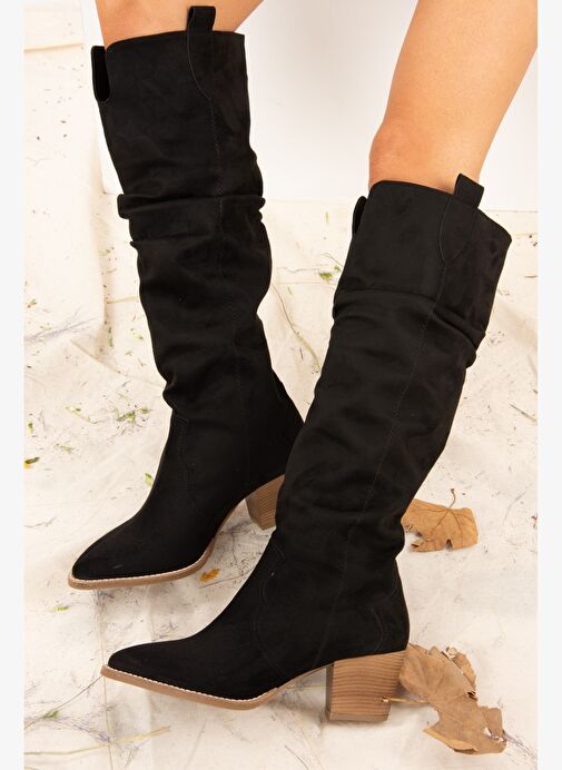 Siyah Süet Kadın Çizme J404040102 - Görsel 5